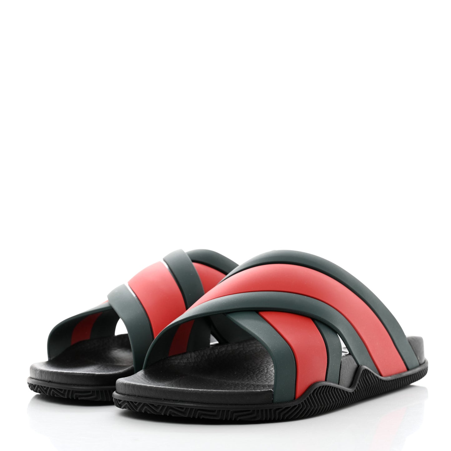 Rubber Web Mens Criss Cross Slide Sandals 8 Green Red