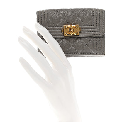 Chanel Caviar Quilted Small Boy Flap Wallet Grey 2 of 11