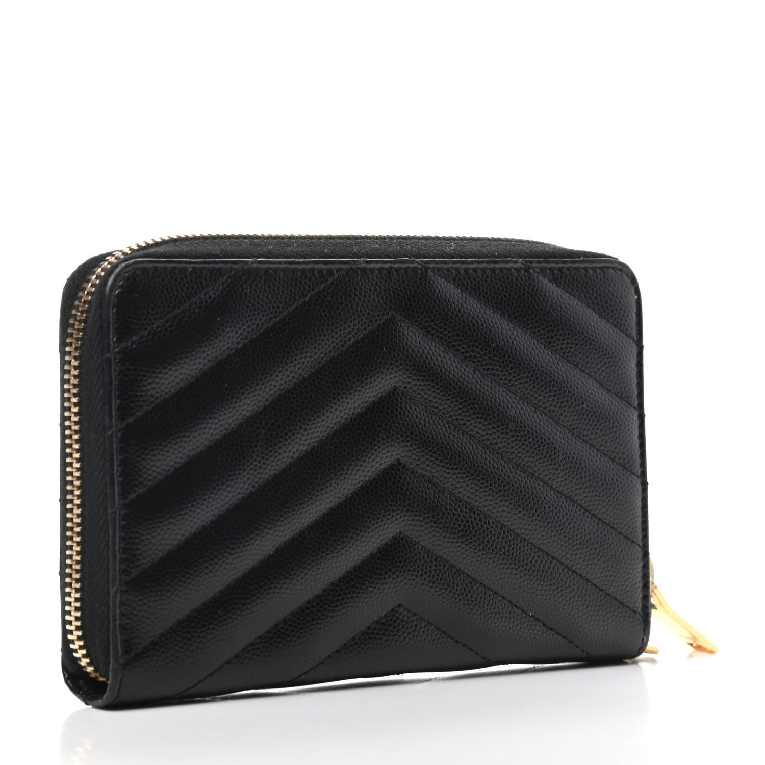 Saint Laurent Grain De Poudre Matelasse Chevron Monogram Phone Wallet Black 3 of 9