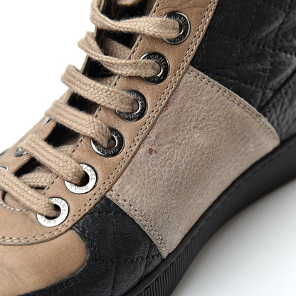 Chanel Washed Lambskin Quilted Lace Up CC Sneakers 39.5 Black Beige 11 of 11