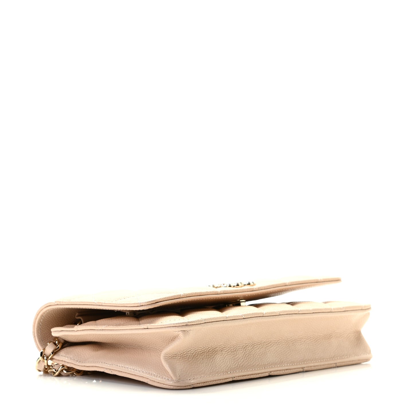Caviar Quilted Coco Candy Wallet On Chain WOC Beige