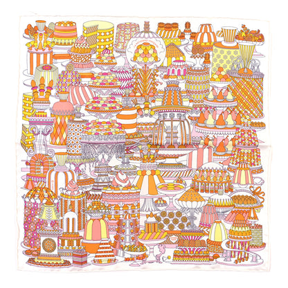 Hermes Silk La Patisserie Francaise Scarf 45 White Orange Jaune 1 of 4