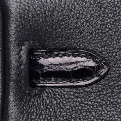 Hermes Taurillon Novillo Shiny Niloticus Crocodile Birkin Touch 25 Black 11 of 35