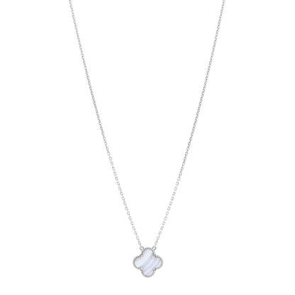 Van Cleef & Arpels 18k White Gold Chalcedony Vintage Alhambra Pendant Necklace 1 of 5