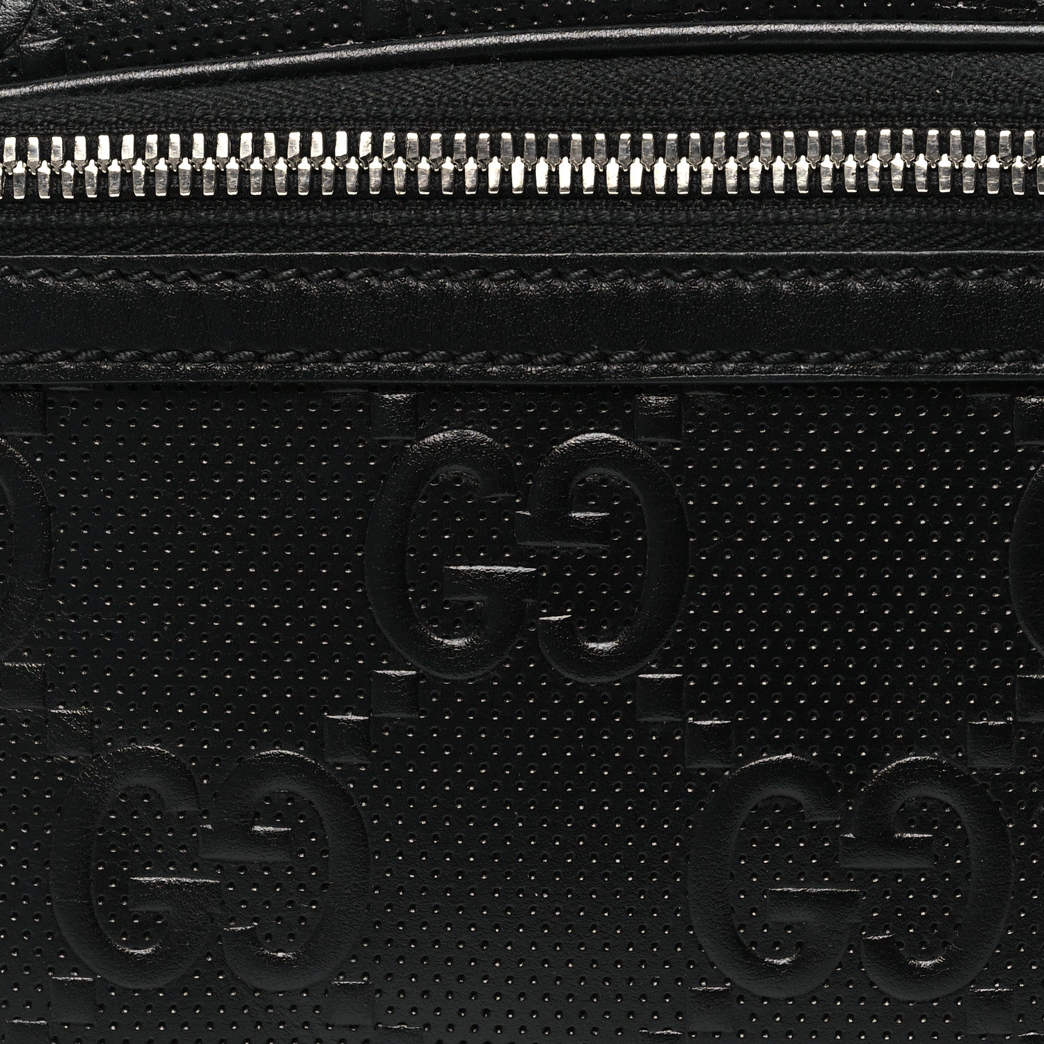 Gucci Calfskin GG Tennis Embossed Belt Bag Black 8 of 10