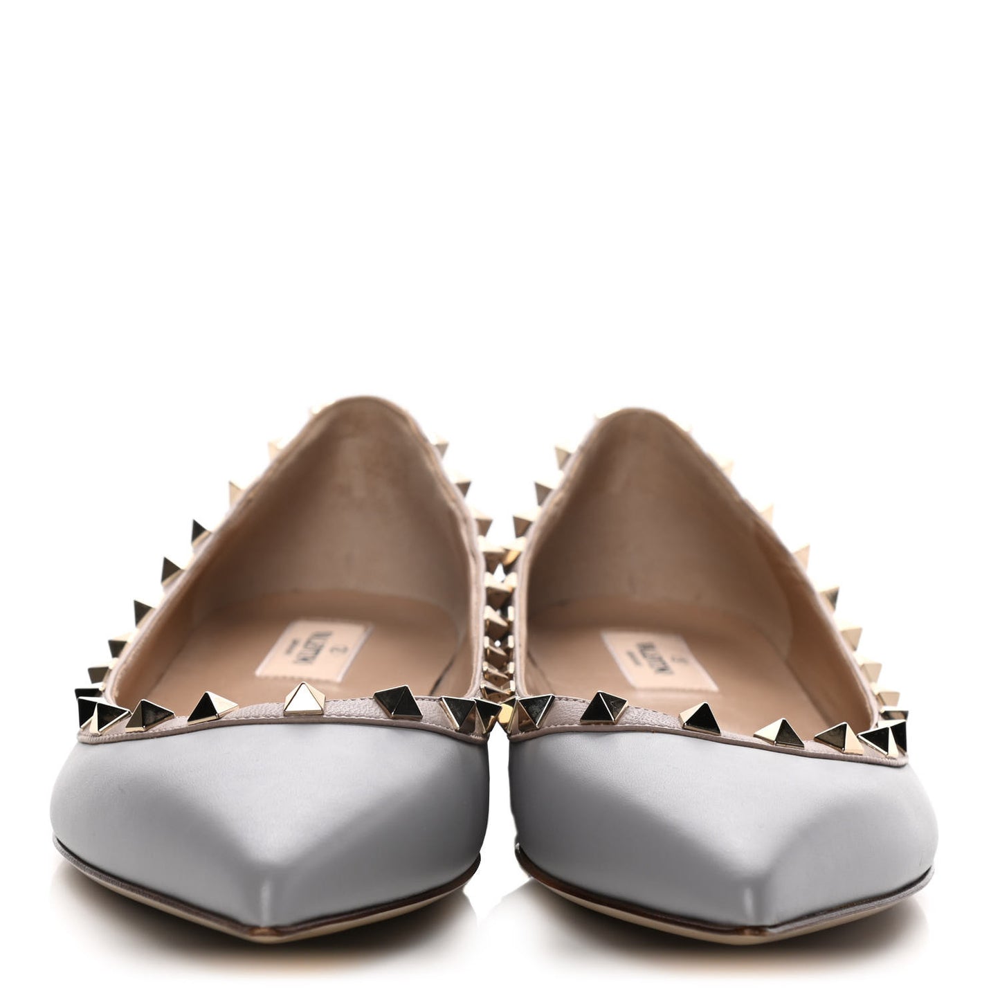 Calfskin Nappa Rockstud Ballerina Flats 40 Sky Sorbet Poudre