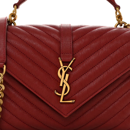 Saint Laurent Sheepskin Matelasse Chevron Monogram Medium College Bag Opyum Red 9 of 11