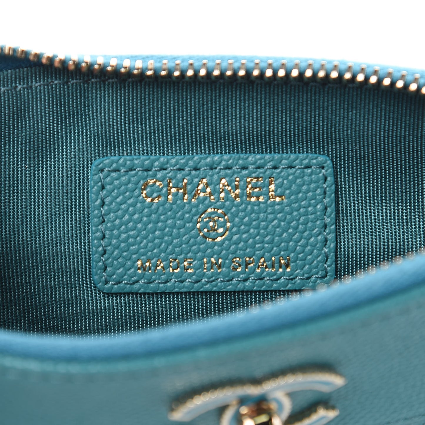 Caviar Quilted Small Vintage Mademoiselle Cosmetic Case Turquoise