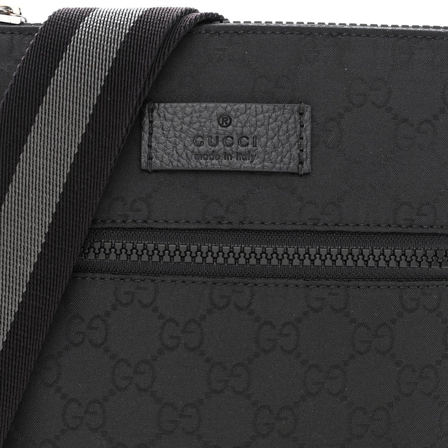 Nylon Monogram Mini Flat Messenger Bag Black