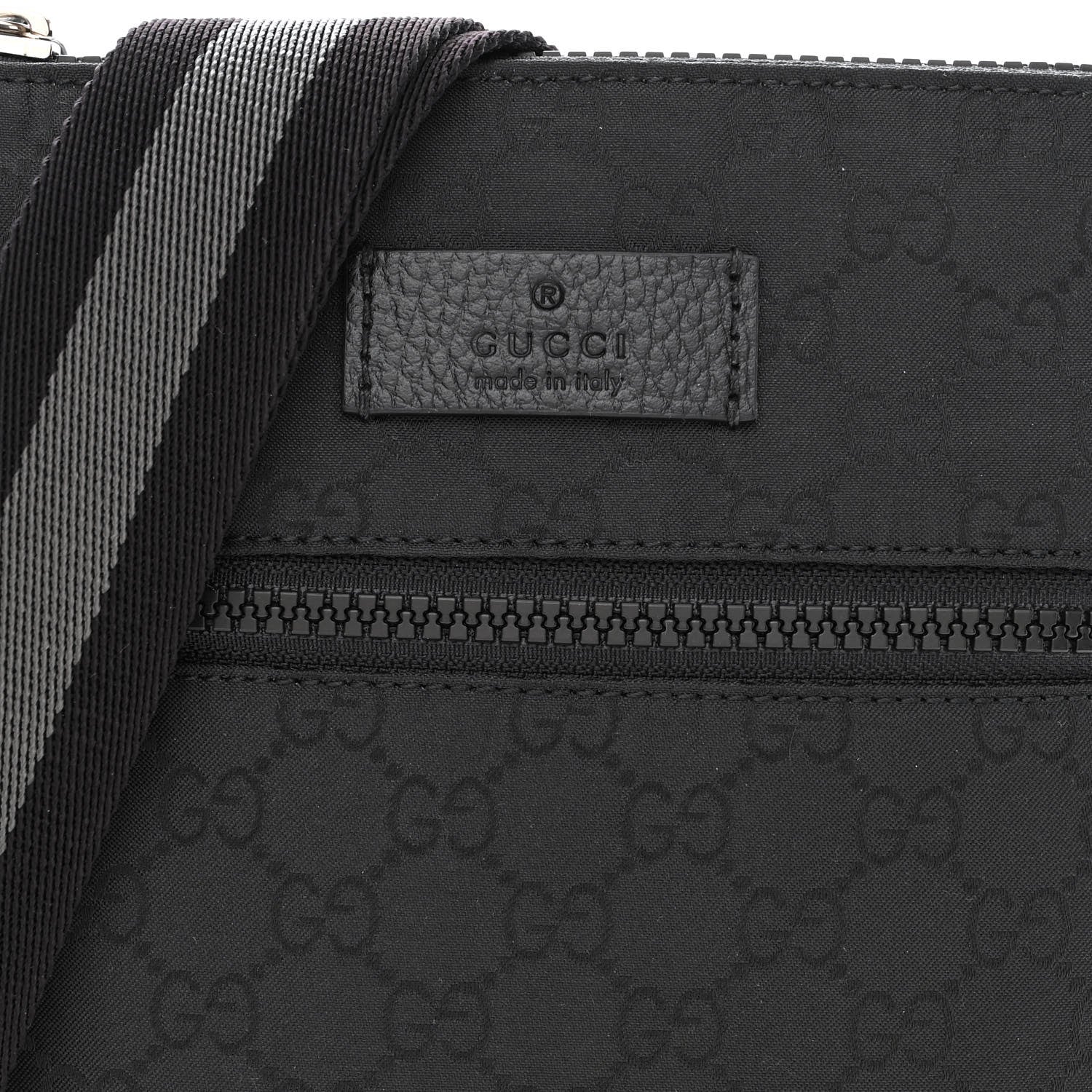 Gucci Nylon Monogram Mini Flat Messenger Bag Black 8 of 10