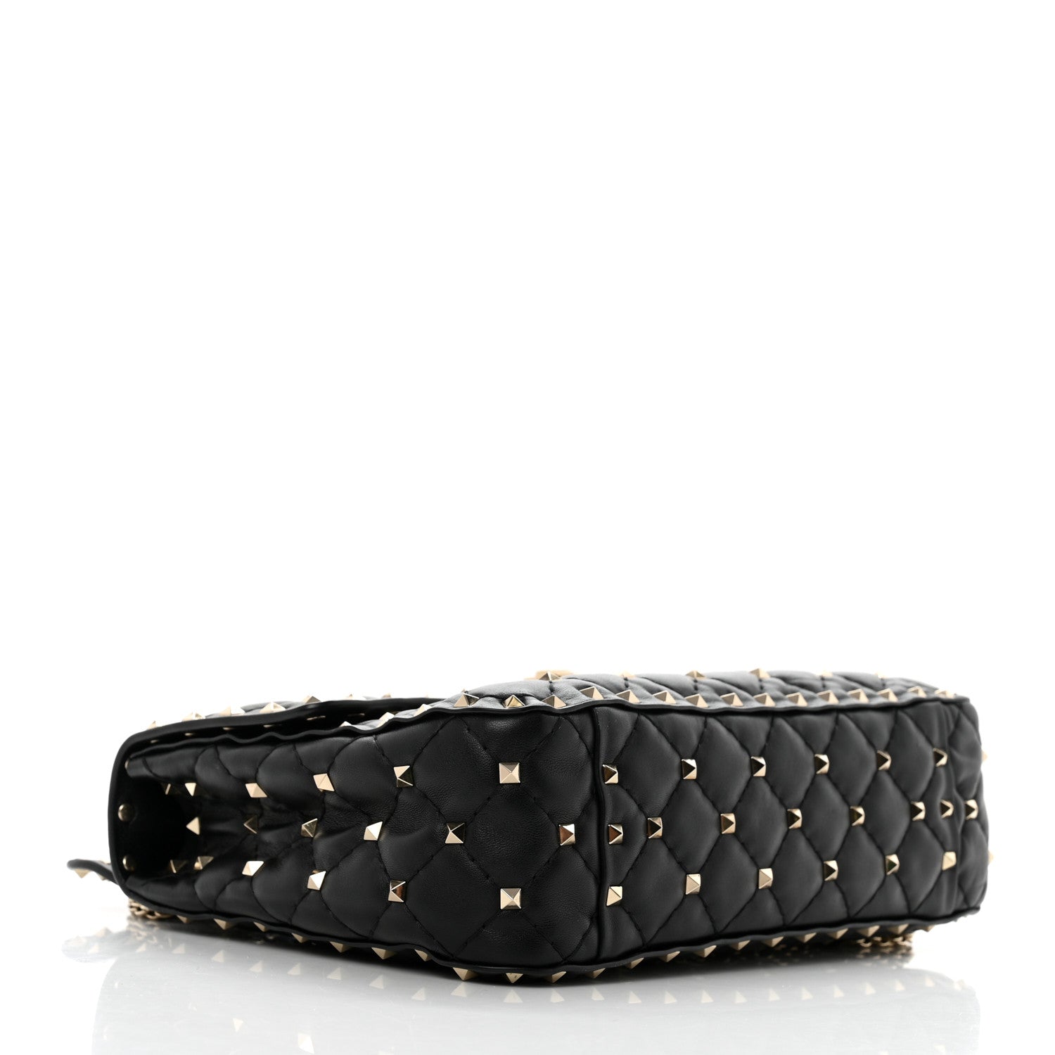 Valentino Garavani Lambskin VLTN Print Medium Rockstud Spike Shoulder Bag Black 5 of 10