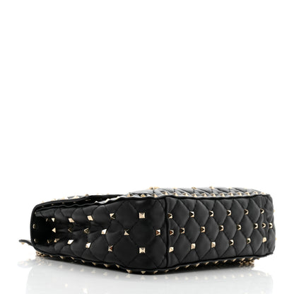 Valentino Garavani Lambskin VLTN Print Medium Rockstud Spike Shoulder Bag Black 5 of 10