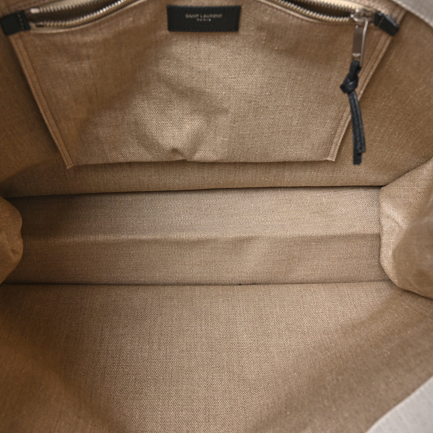 Saint Laurent Linen Calfskin Rive Gauche Tote Optic White 5 of 8