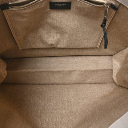 Saint Laurent Linen Calfskin Rive Gauche Tote Optic White 5 of 8