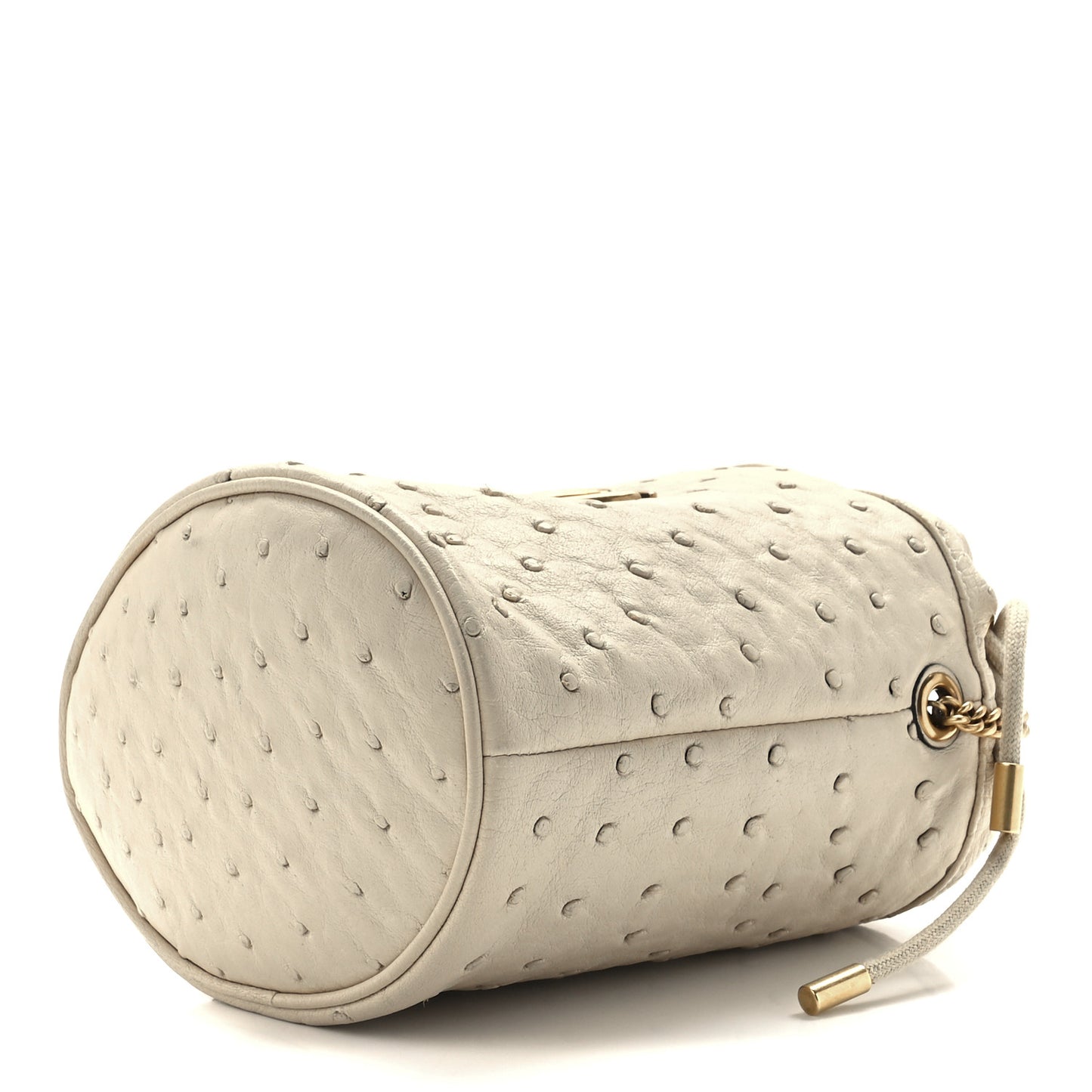 Ostrich Mini GG Marmont 2.0 Bucket Bag White
