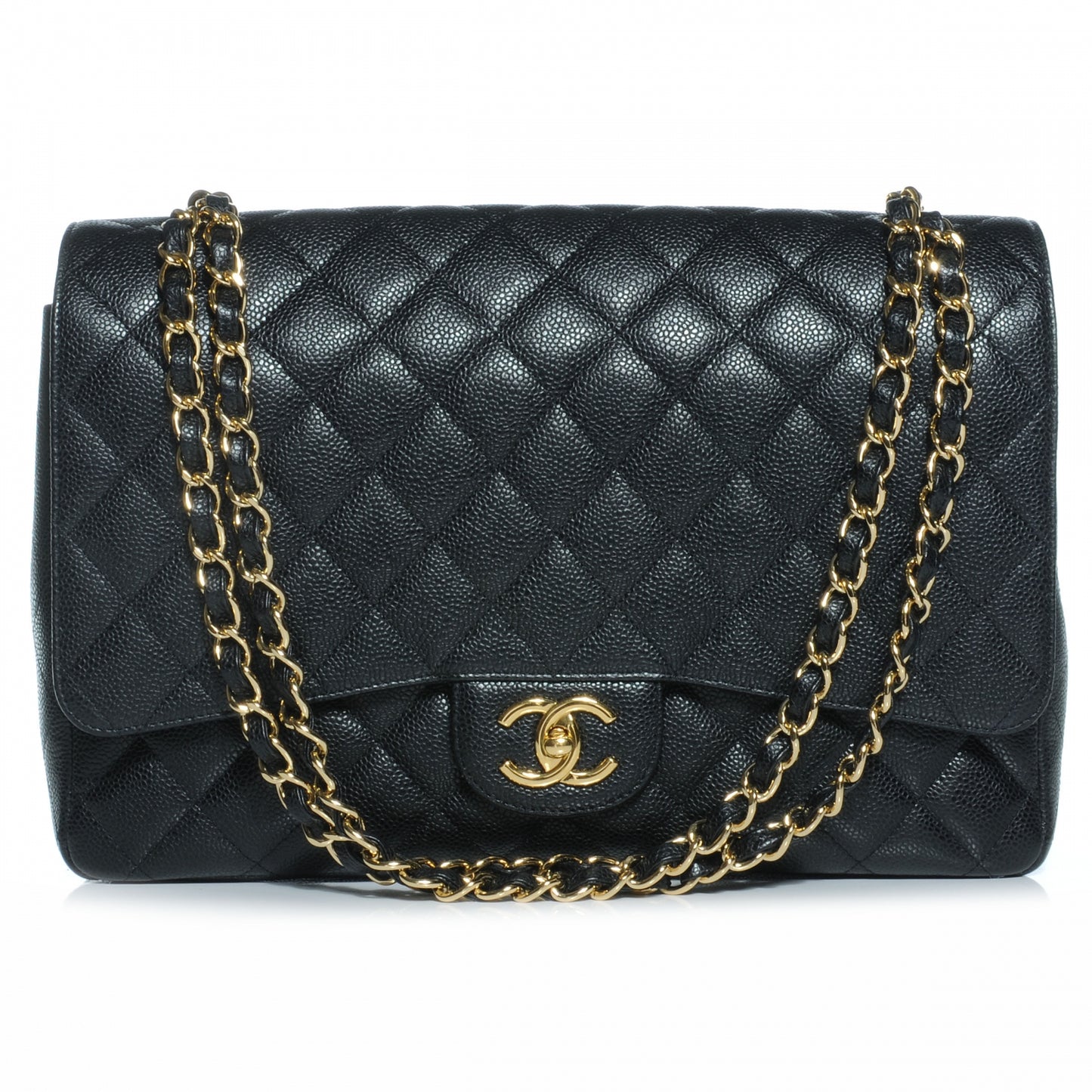 Caviar Quilted Maxi Double Flap Black