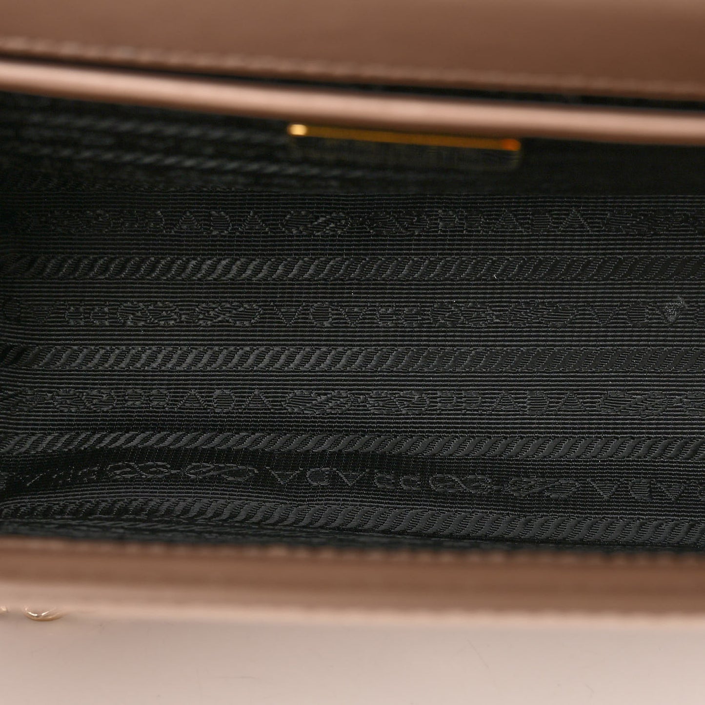 Saffiano Soft Calfskin Metal Triangle Logo Envelope Chain Shoulder Bag Cammeo