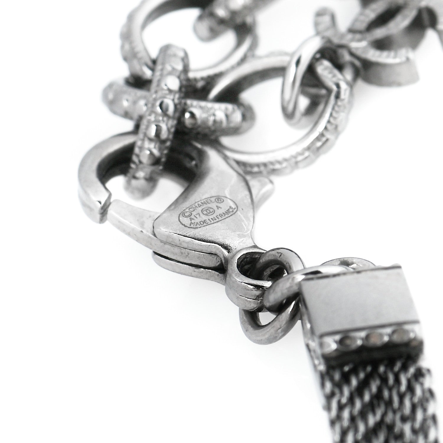 Chanel Metal Logo Choker Necklace Silver 5 of 6