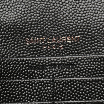 Saint Laurent Grain De Poudre Matelasse Chevron Monogram Chain Wallet Black 5 of 7