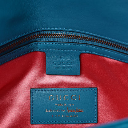 Gucci Velvet Matelasse XXV Embroidered Medium GG Marmont Shoulder Bag Pavone Cyan 5 of 11
