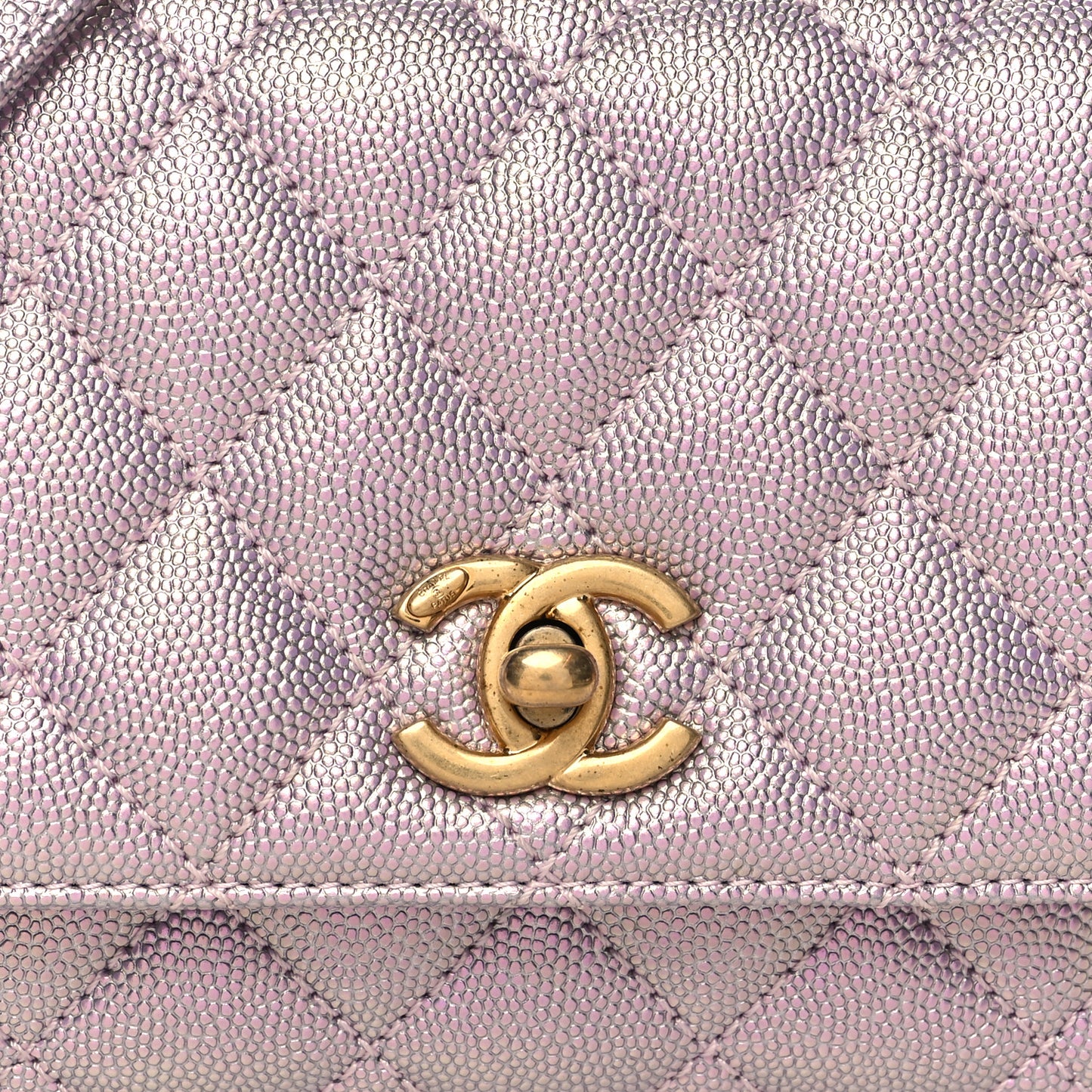 Metallic Caviar Quilted Extra Mini Coco Handle Flap Light Pink