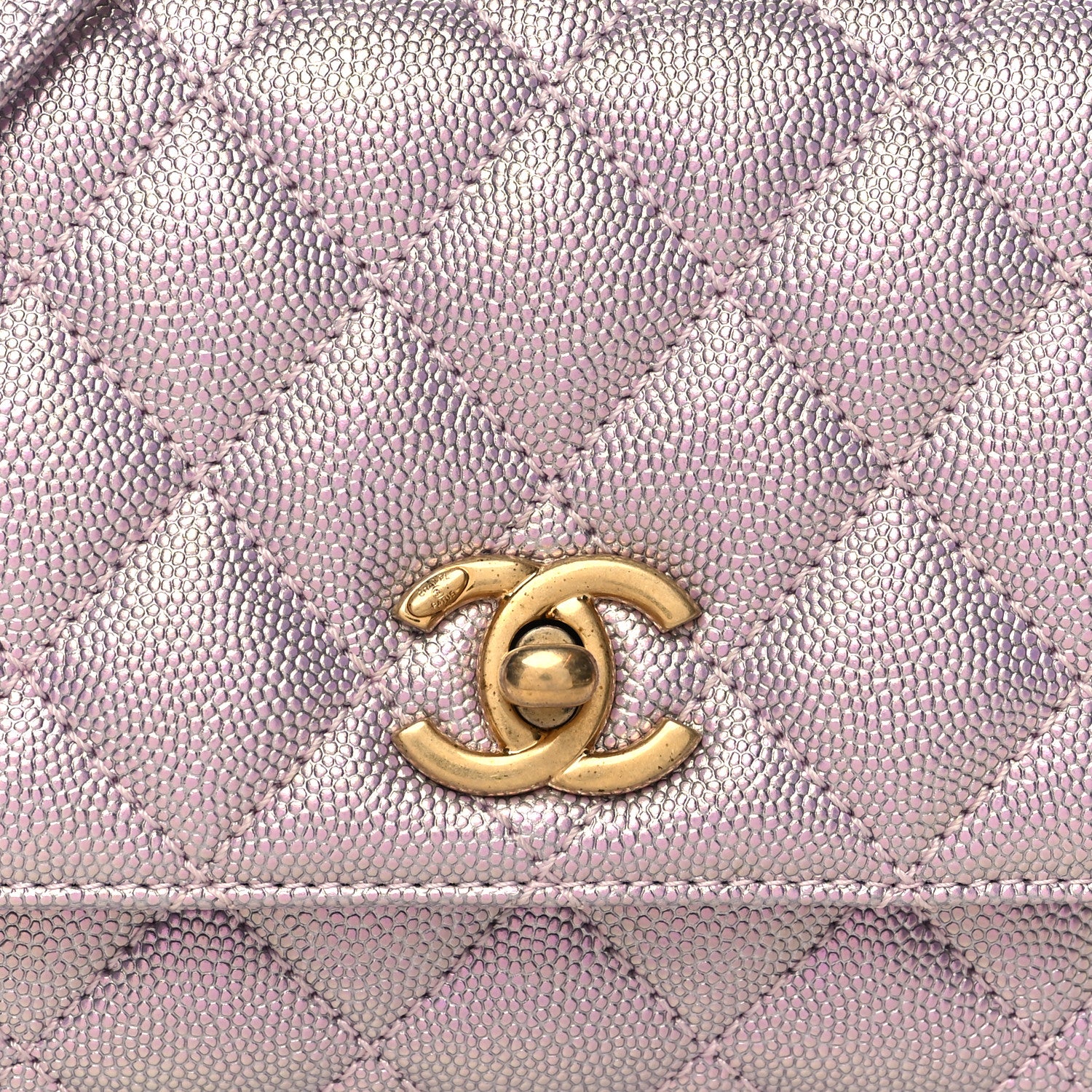 Chanel Metallic Caviar Quilted Extra Mini Coco Handle Flap Light Pink 8 of 10