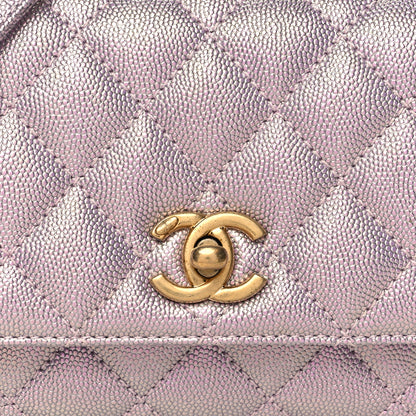 Chanel Metallic Caviar Quilted Extra Mini Coco Handle Flap Light Pink 8 of 10