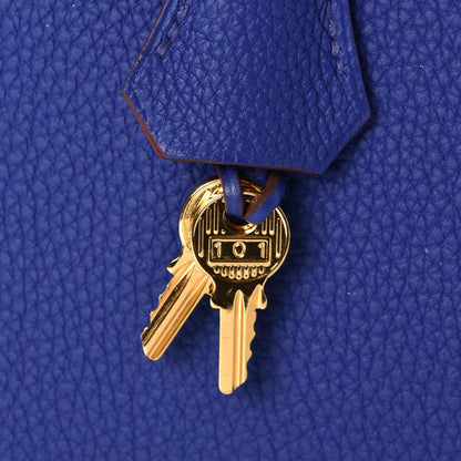 Hermes Togo Horseshoe Kelly Retourne 32 Bleu Electrique Rouge H 36 of 38