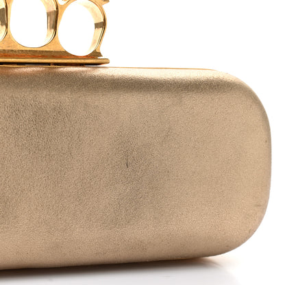 Alexander McQueen Metallic Lambskin Skull Knuckle Box Clutch Gold 9 of 11