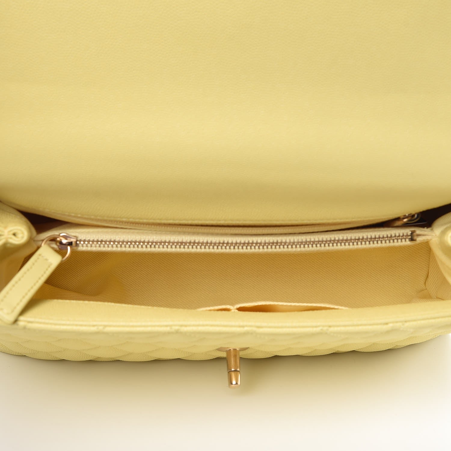 Chanel Caviar Quilted Small Coco Handle Flap Yellow 6 of 9