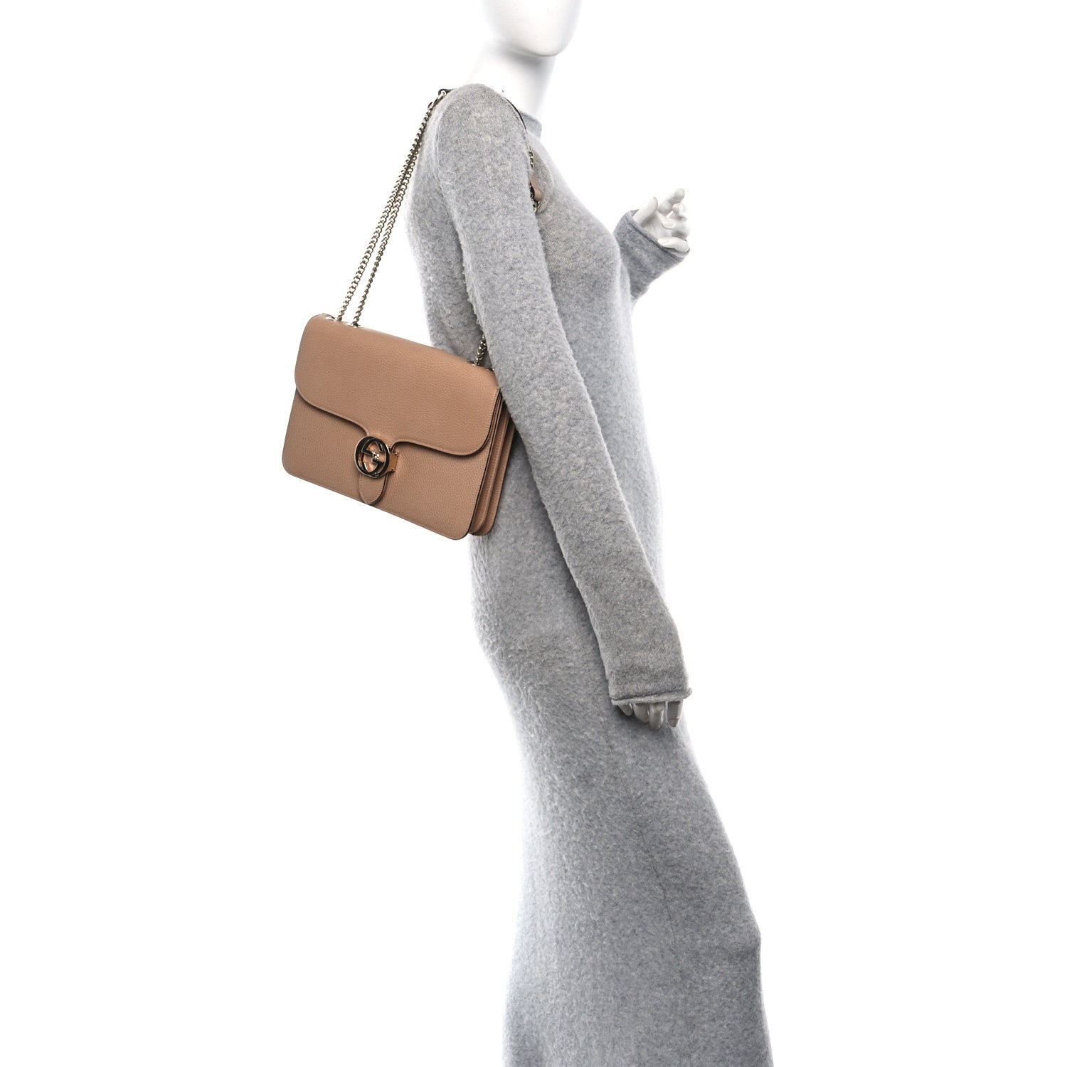 Gucci Dollar Calfskin Interlocking G Shoulder Bag Camelia 2 of 10