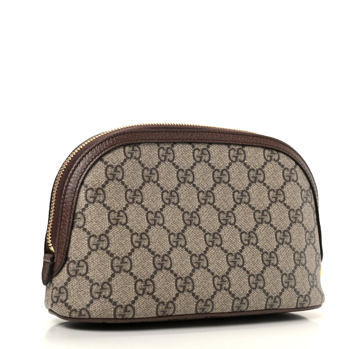 GG Supreme Monogram Textured Calfskin Web Large Ophidia Cosmetic Case Beige Ebony New Acero