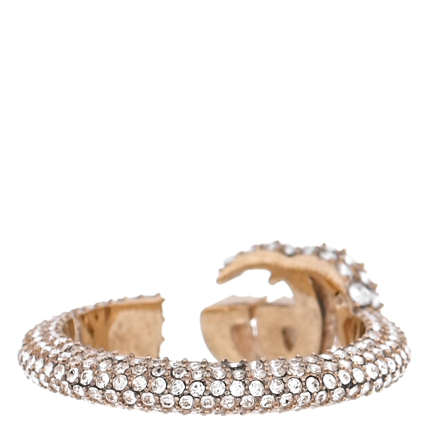 Crystal Double G Ring L Aged Gold