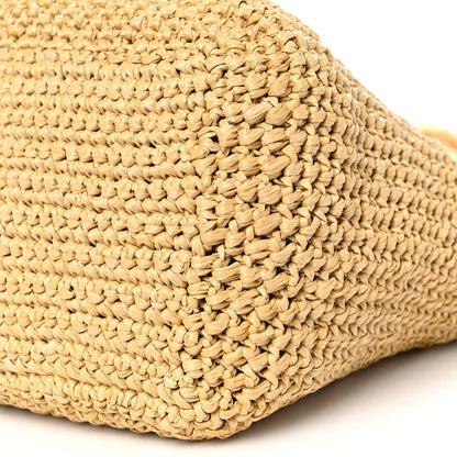 Prada Yarn Raffia Effect Crochet Embroidered Logo Tote Naturale 9 of 15