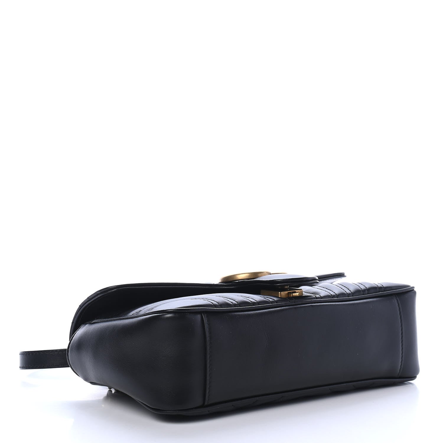 Gucci Calfskin Matelasse Small GG Marmont Shoulder Bag Black 3 of 4