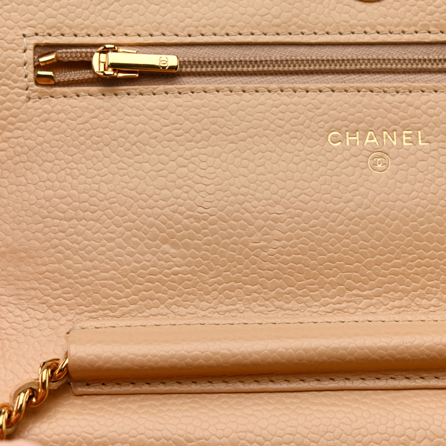 Chanel Caviar Quilted Wallet On Chain WOC Beige 12 of 15
