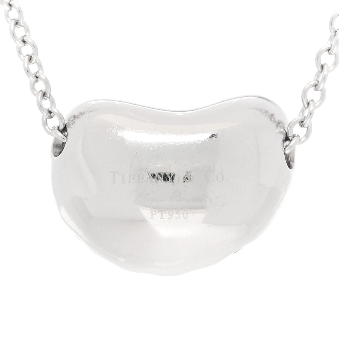 Platinum Diamond 11mm Elsa Peretti Bean Pave Pendant Necklace