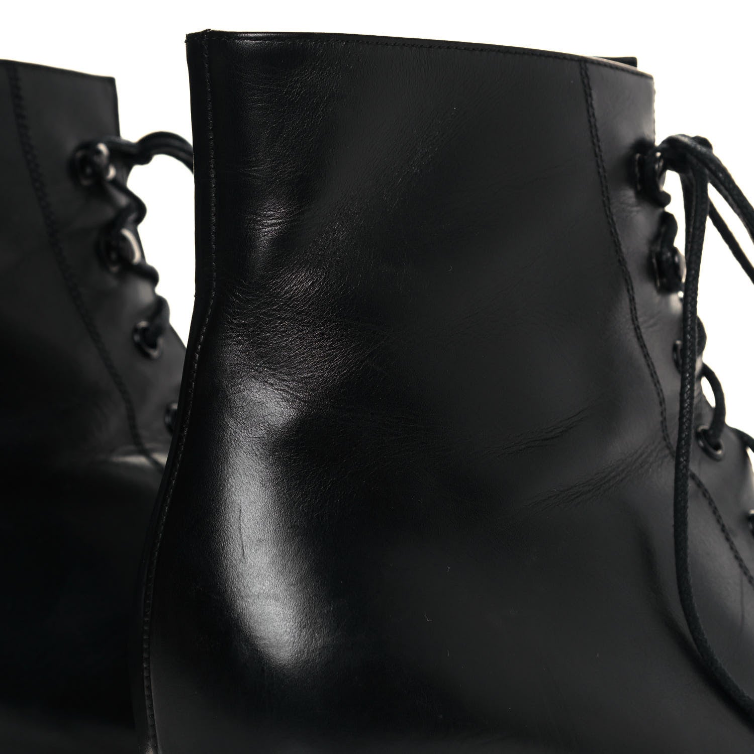 Saint Laurent Calfskin Cat 50 Laced Boots 39 Black 10 of 11