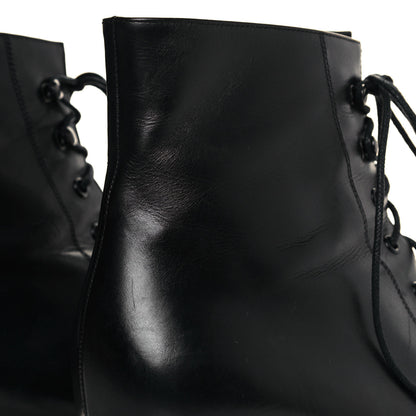 Saint Laurent Calfskin Cat 50 Laced Boots 39 Black 10 of 11