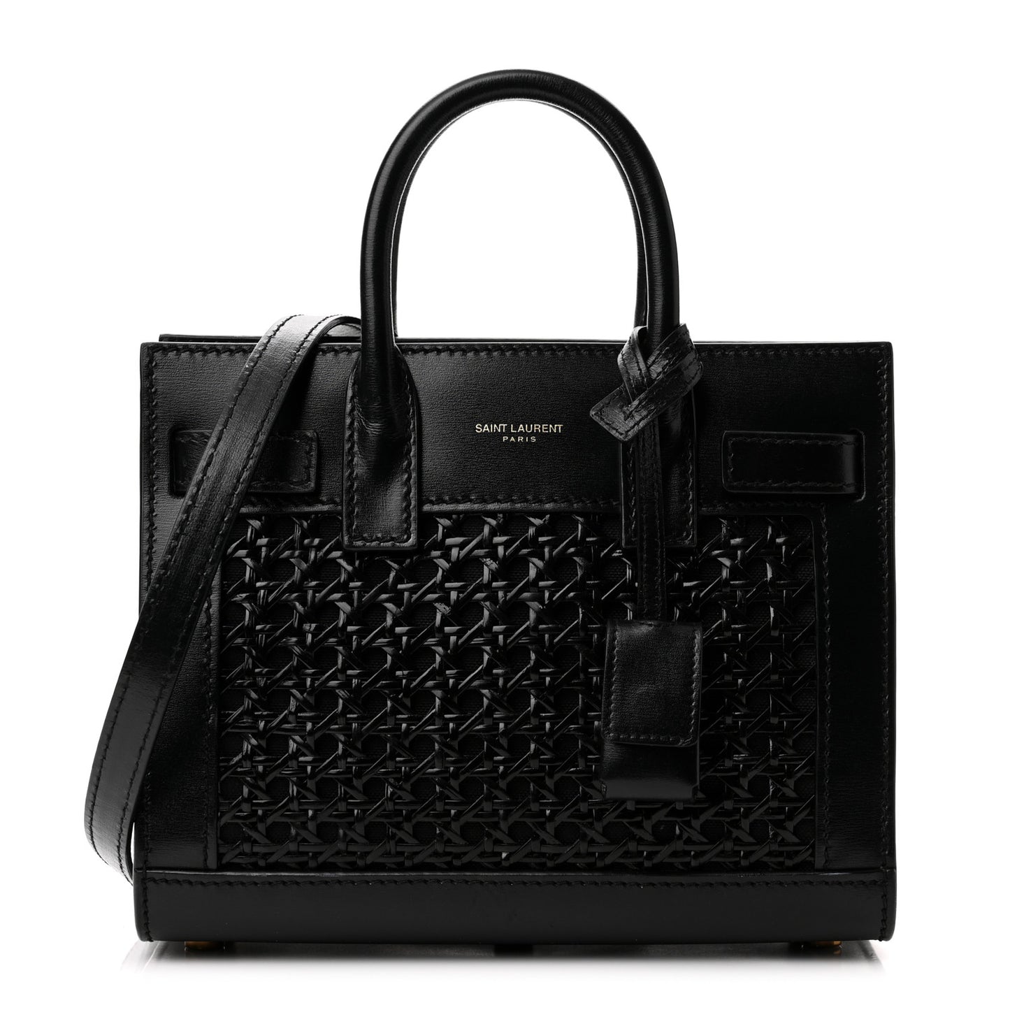 Calfskin Paglia Palm Nano Sac De Jour Black