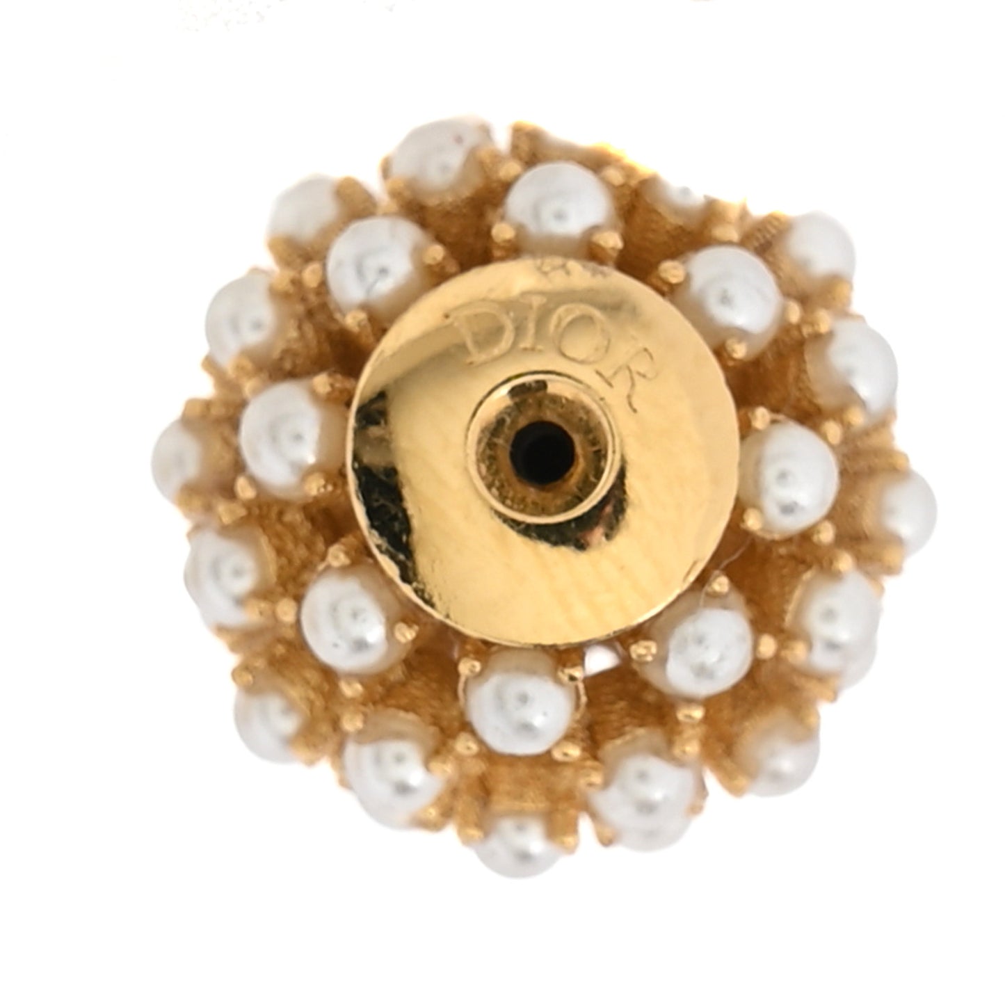 Pearl Crystal Tribal CD Earrings Gold