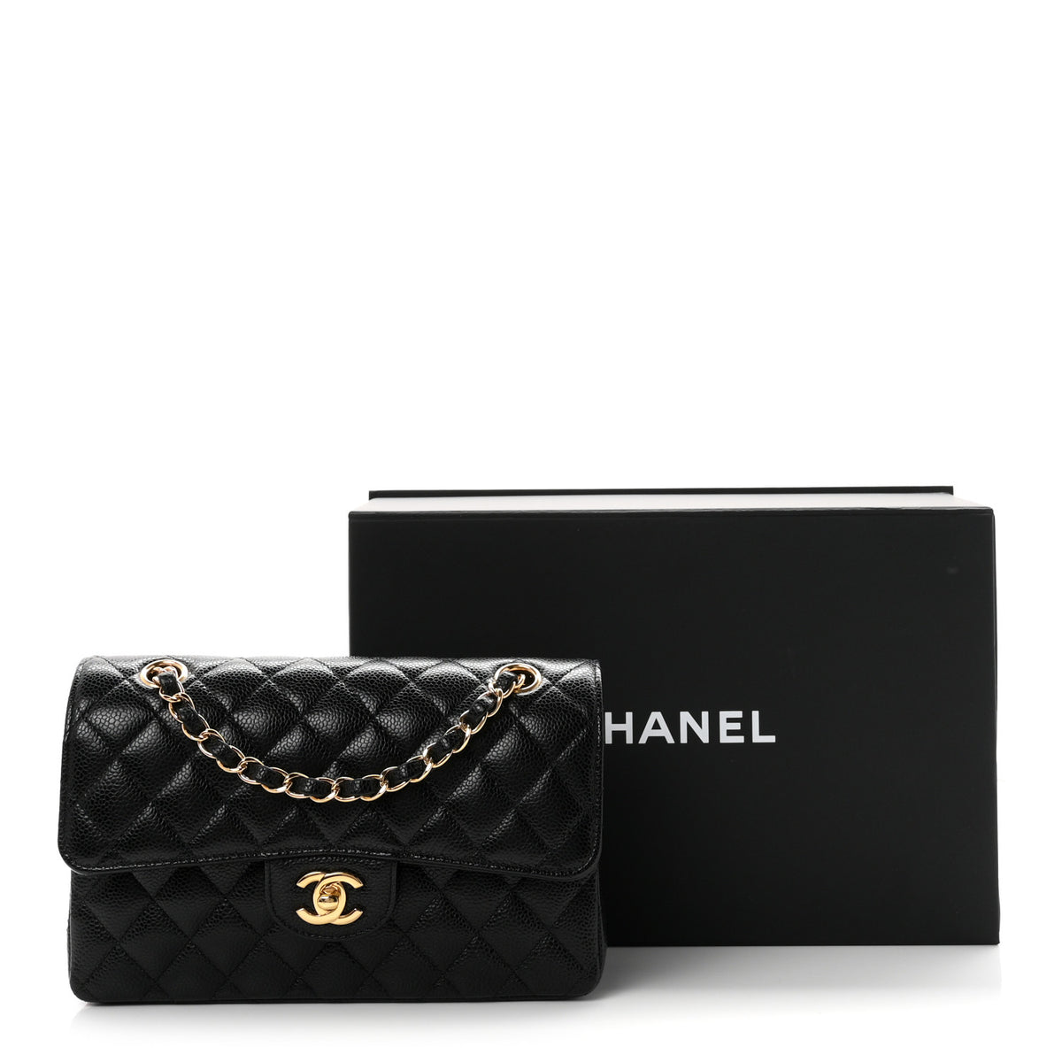 Caviar Quilted Small Double Flap Black