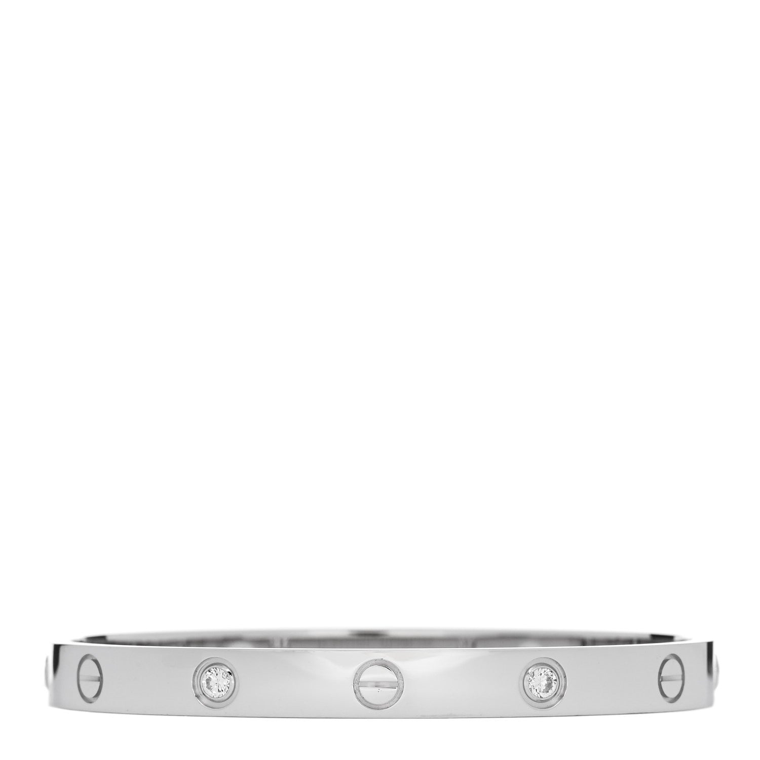 Cartier 18K White Gold 4 Diamond Love Bracelet 17 2 of 7