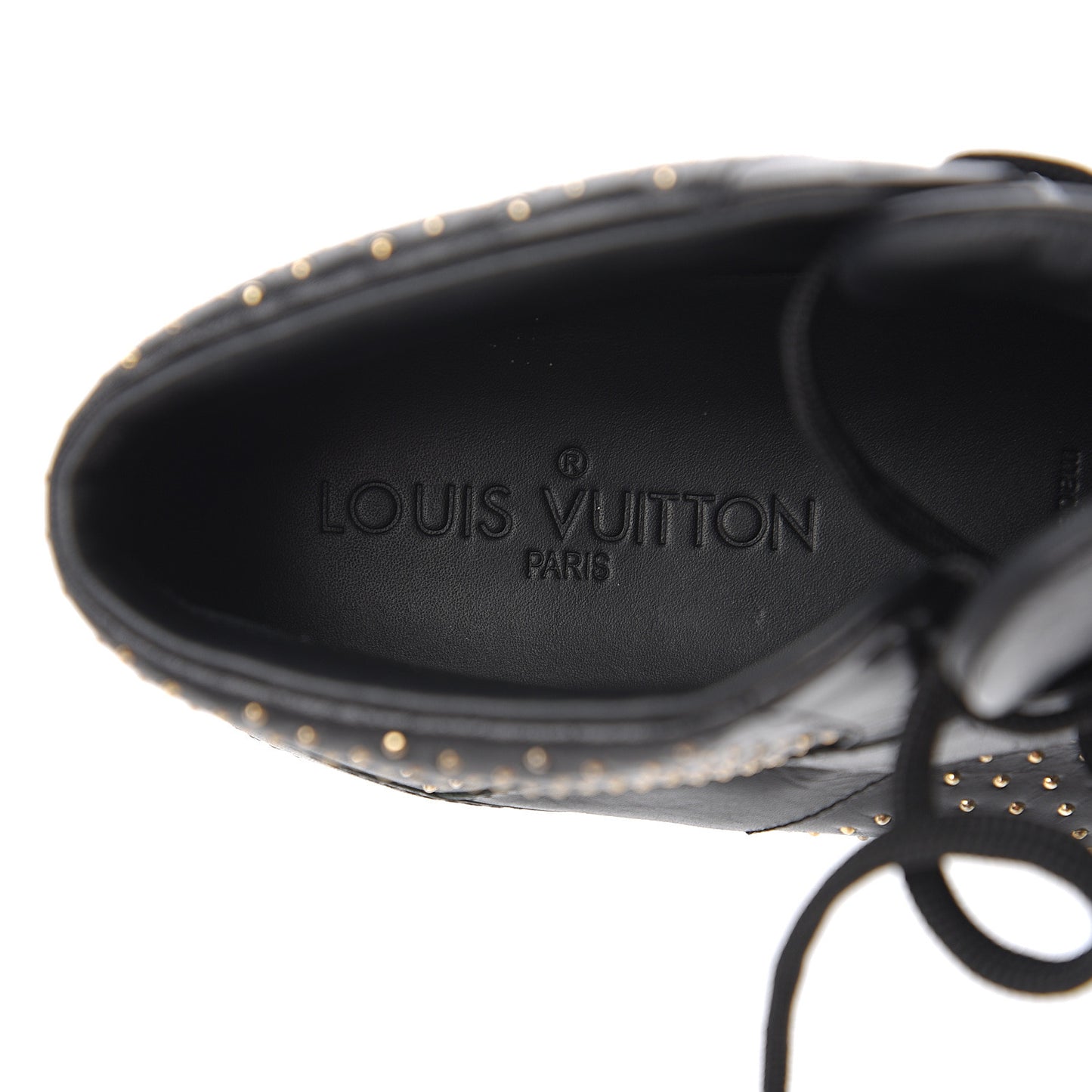 Calfskin Studded High Top Sneakers 37 Black