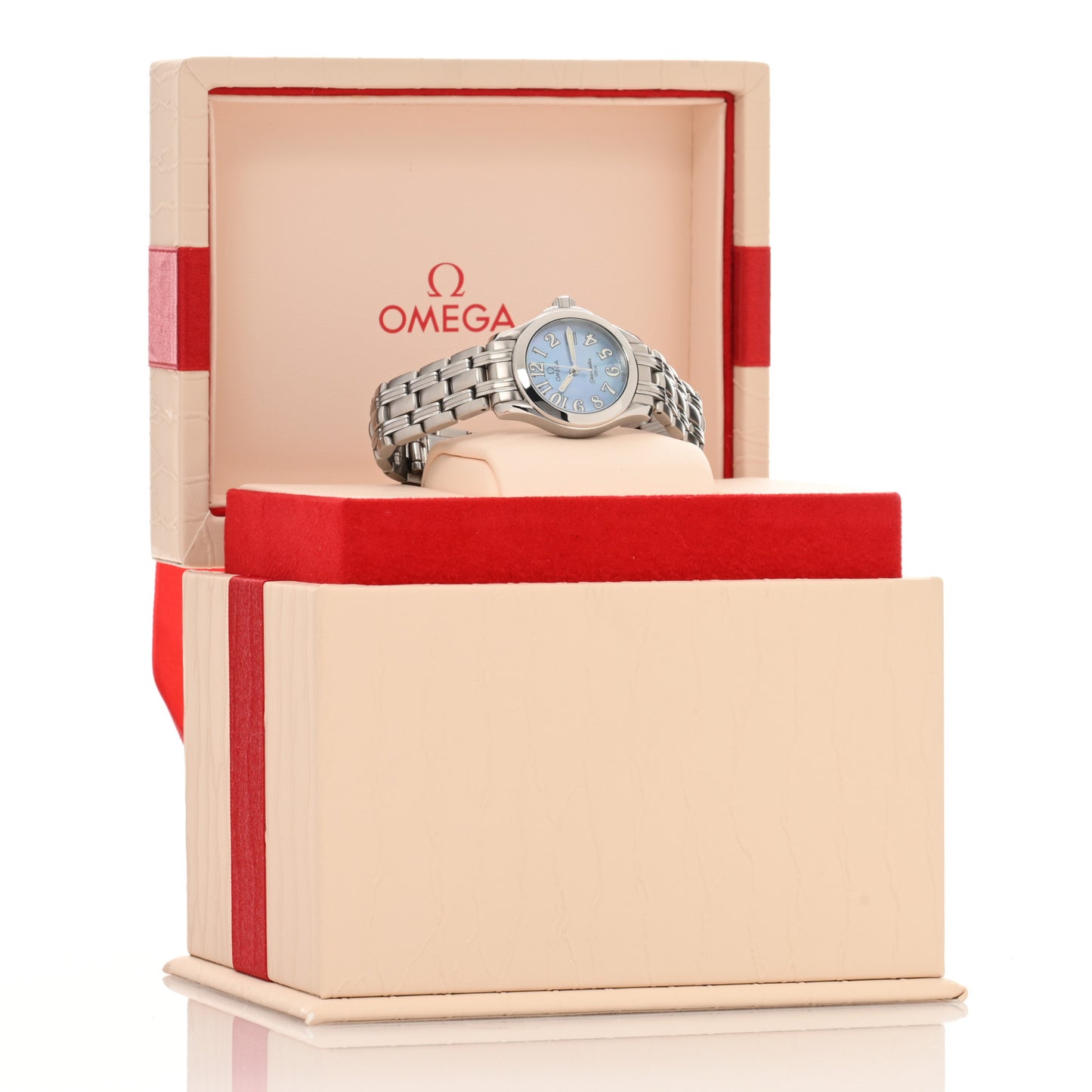 Stainless Steel Blue Mother of Pearl 26mm Seamaster 120M Quartz Watch 2581.88