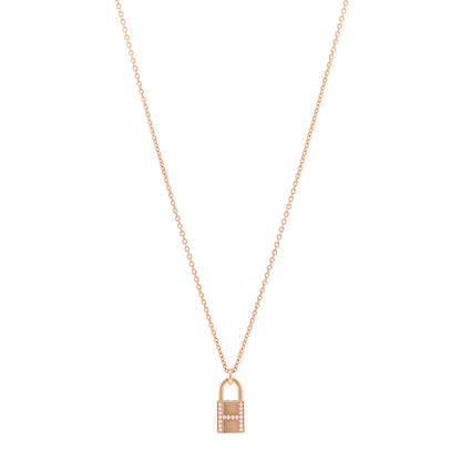 Hermes 18K Rose Gold Diamond Amulettes Cadenas Pendant Necklace 1 of 6