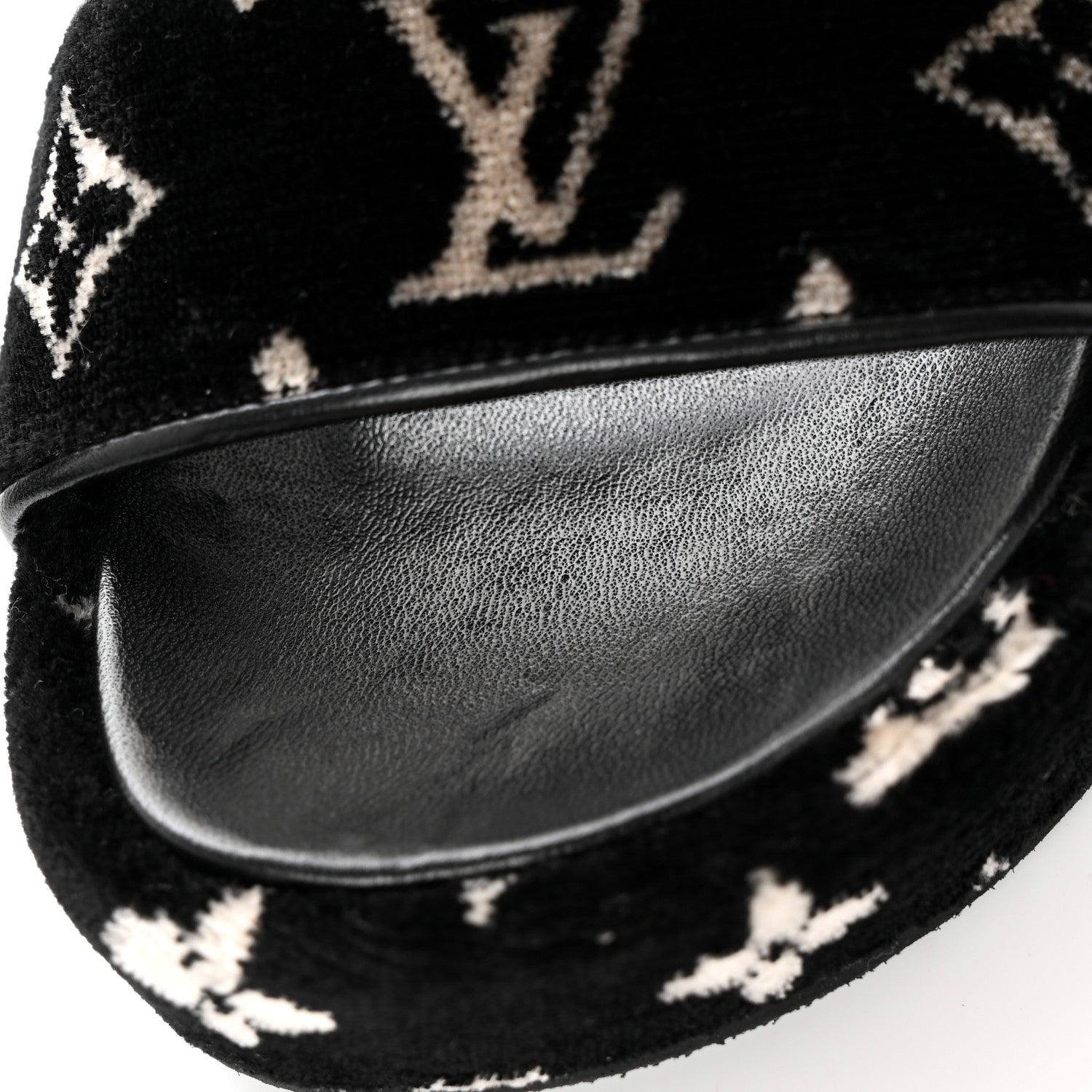 Louis Vuitton Velvet Monogram Jumbo Flatform Mule Sandals 36.5 Black White 10 of 11