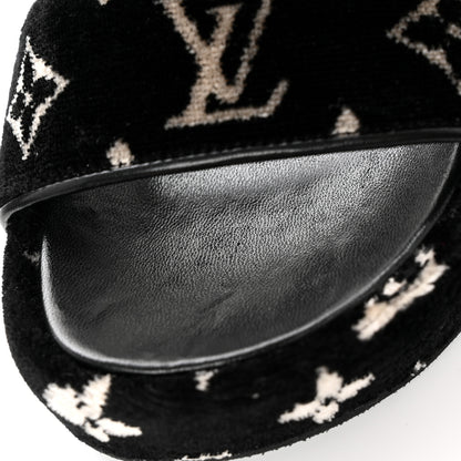 Louis Vuitton Velvet Monogram Jumbo Flatform Mule Sandals 36.5 Black White 10 of 11