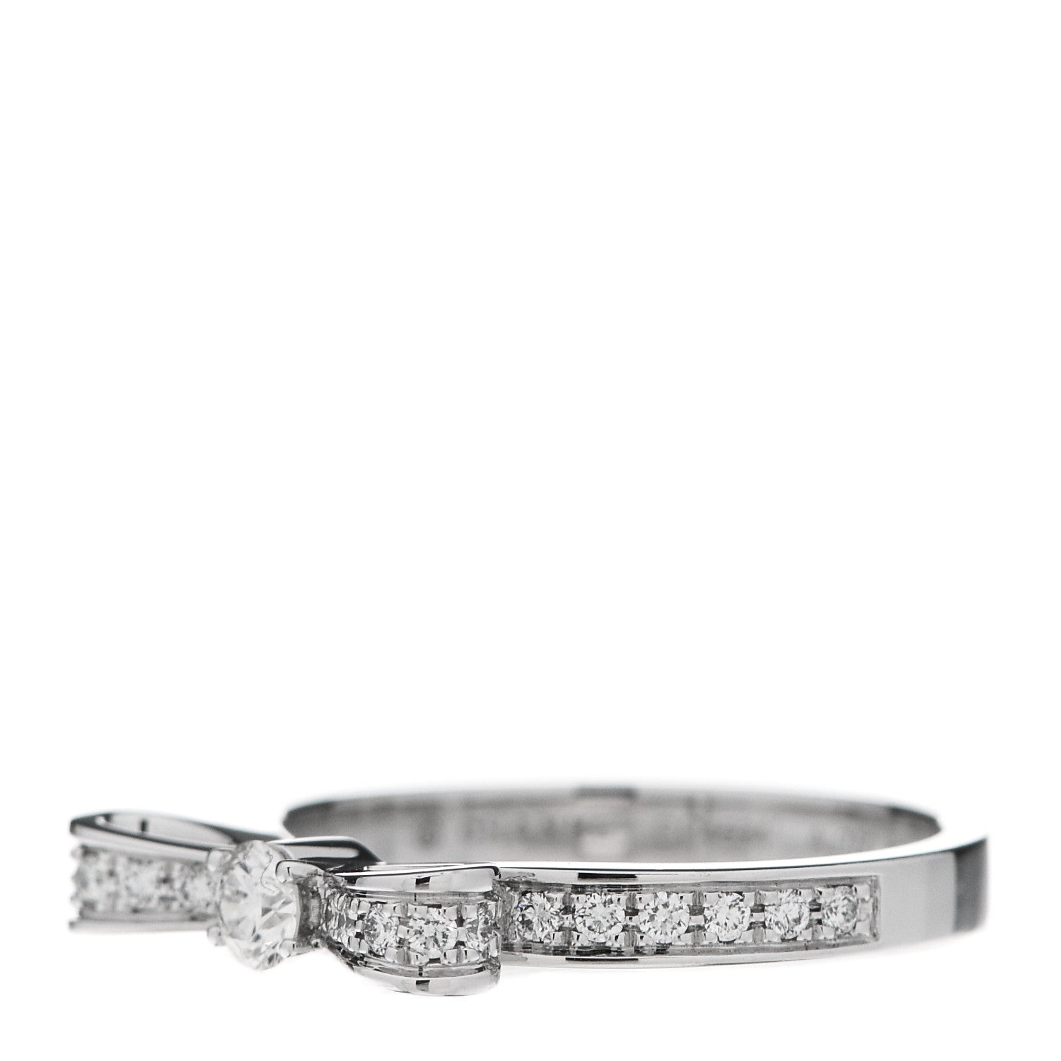 Chanel 18K White Gold Diamond Ruban Ring 49 4.75 3 of 8
