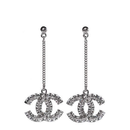 Chanel Baguette Crystal CC Dangle Earrings Silver 1 of 4